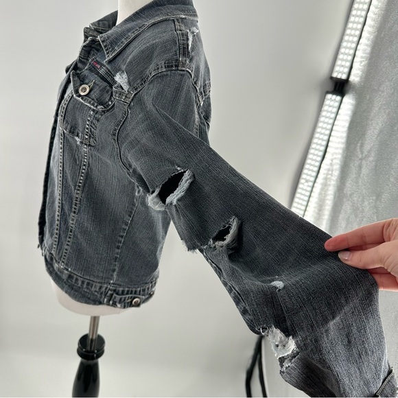 Polo womens jean jacket size M distressed denim Ralph Lauren - Picture 10 of 12